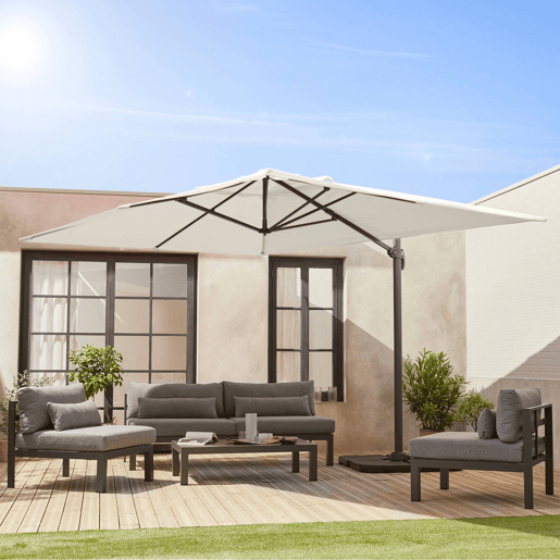 3x4m guarda-sol retangular, Wimereux, Cru, 380x259x286 cm
