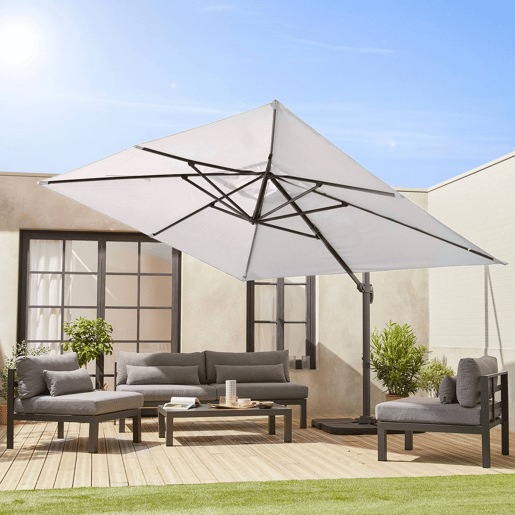 3x4m guarda-sol retangular, Wimereux, Cru, 380x259x286 cm