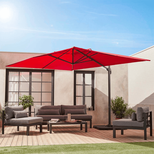 3x4m cobertura de guarda-sol offset, Cobertura do para-sol St Jean de Luz, Vermelho