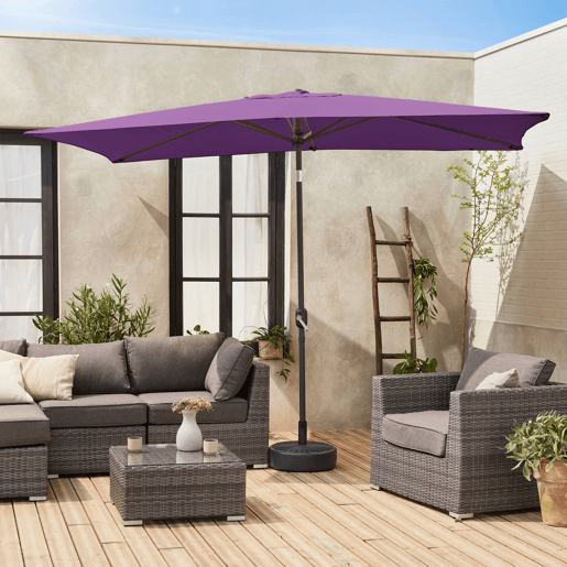 2x3m guarda-sol rectangular, multiposicional, Touquet, Roxo, 300x198x243 cm