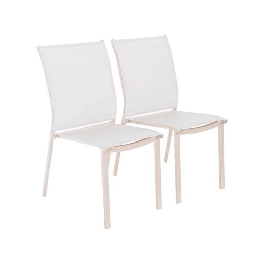 Cadeira de jardim empilháveis de alumínio e texilene, set de 2, Cleveland, Beige, 64.5x45.5x89.5 cm