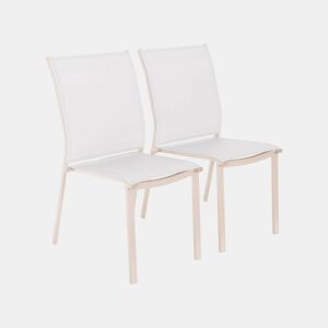 Cadeira de jardim empilháveis de alumínio e texilene, set de 2, Cleveland, Beige, 64.5x45.5x89.5 cm