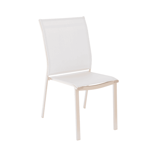 Cadeira de jardim empilháveis de alumínio e texilene, set de 2, Cleveland, Beige, 64.5x45.5x89.5 cm
