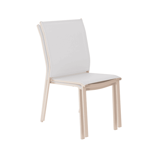 Cadeira de jardim empilháveis de alumínio e texilene, set de 2, Cleveland, Beige, 64.5x45.5x89.5 cm