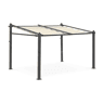 3x4m pérgola de alumínio de com cobertura deslizante, Murum, Cru, 355x290x251 cm