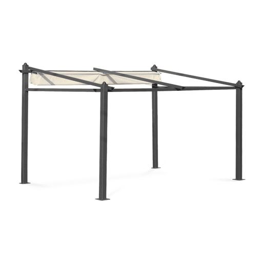 3x4m pérgola de alumínio de com cobertura deslizante, Murum, Cru, 355x290x251 cm