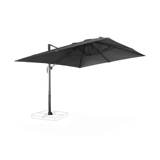 3x4m guarda-sol retangular, Wimereux, Cinza, 380x259x286 cm