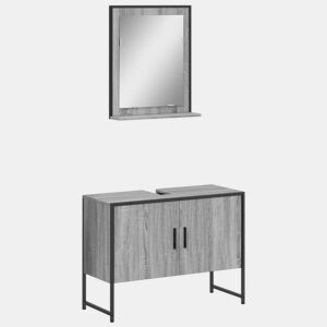 vidaXL 2 pcs conj. móveis casa de banho derivados madeira cinza sonoma