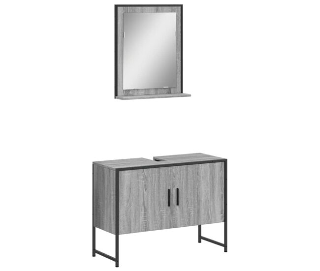 Vidaxl set de muebles de baño 2 pzas madera de ingeniería gris sonoma