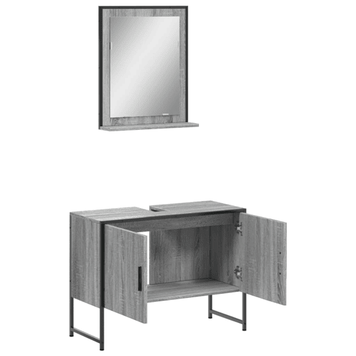 vidaXL 2 pcs conj. móveis casa de banho derivados madeira cinza sonoma