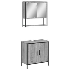 vidaXL 2 pcs conjunto móveis WC derivados de madeira sonoma cinza
