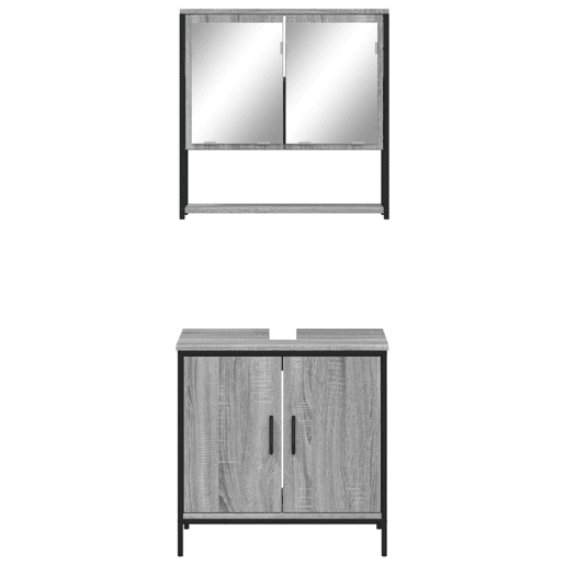 vidaXL 2 pcs conjunto móveis WC derivados de madeira sonoma cinza