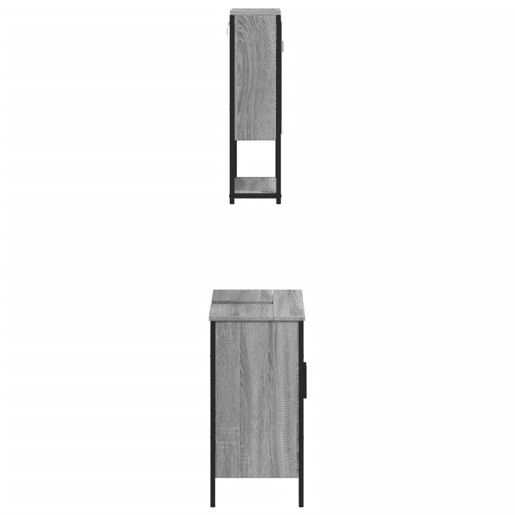 vidaXL 2 pcs conjunto móveis WC derivados de madeira sonoma cinza