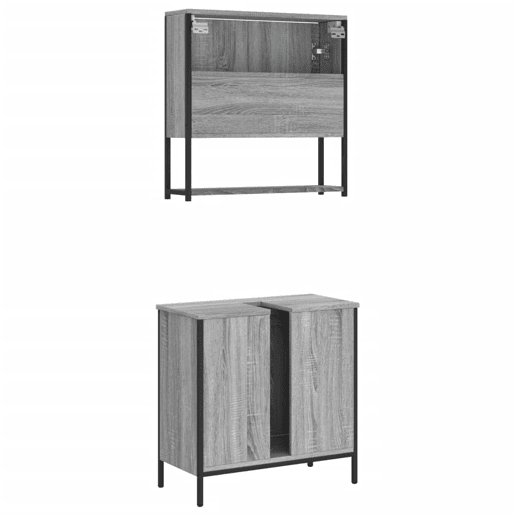 vidaXL 2 pcs conjunto móveis WC derivados de madeira sonoma cinza