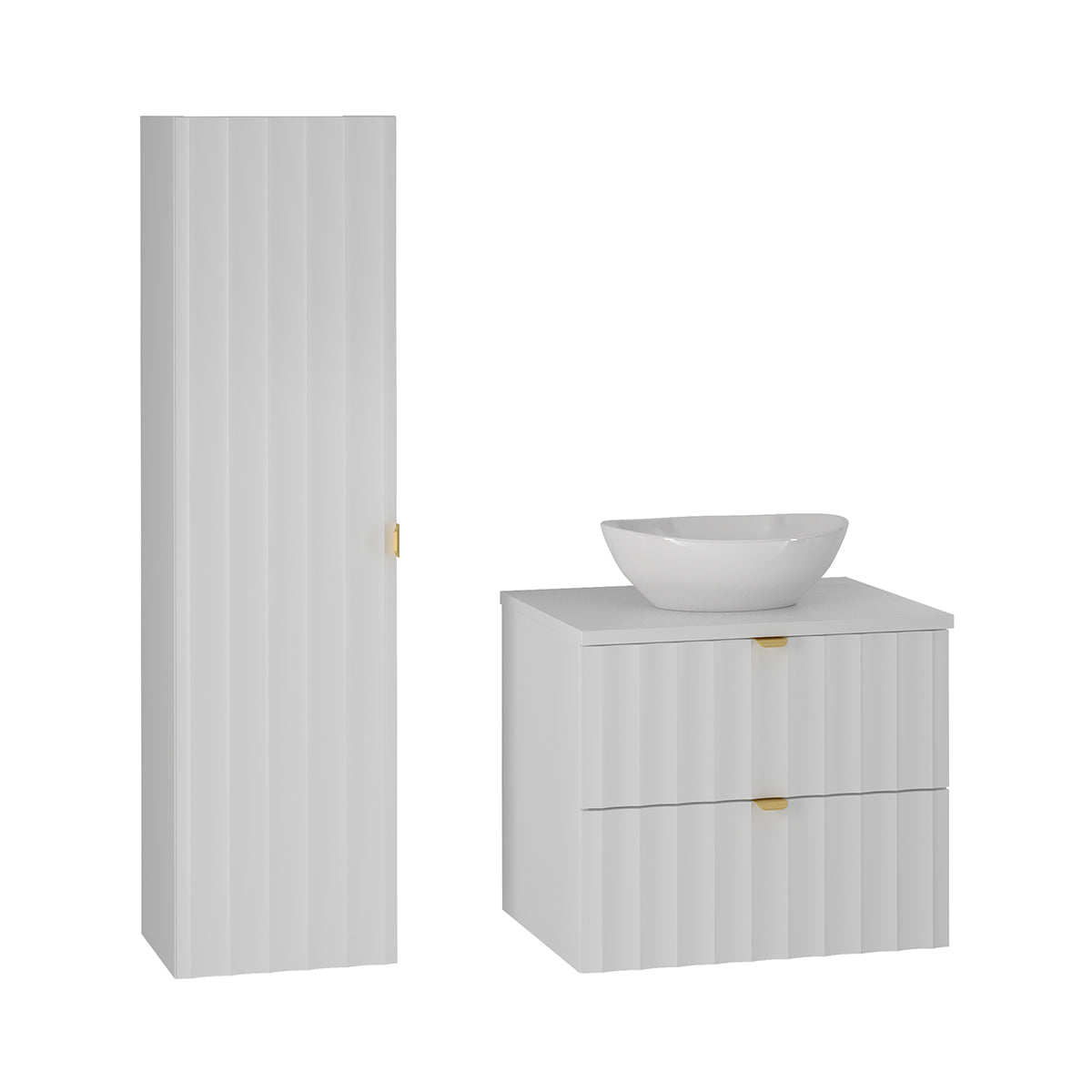 Conjunto de muebles con lavabo individual y columna Lexa 60 Negro