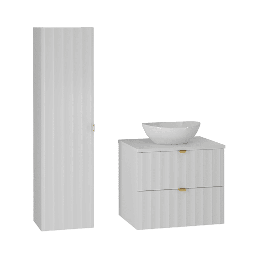 Conjunto móvel lavatório individual 60cm e coluna Lexa Branco Conjunto móvel lavatório individual 60cm e coluna Lexa Branco