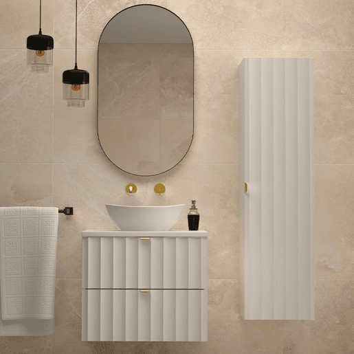 Conjunto móvel lavatório individual 60cm e coluna Lexa Branco Conjunto móvel lavatório individual 60cm e coluna Lexa Branco