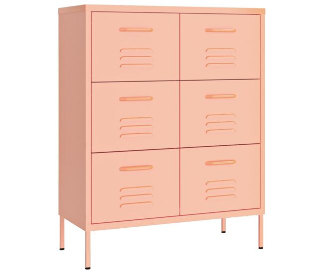 Vidaxl armario de almacenamiento acero rosa 80x35x101,5 cm