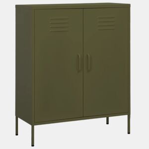 vidaXL Armário de arrumação aço 80x35x101,5 cm verde-azeitona