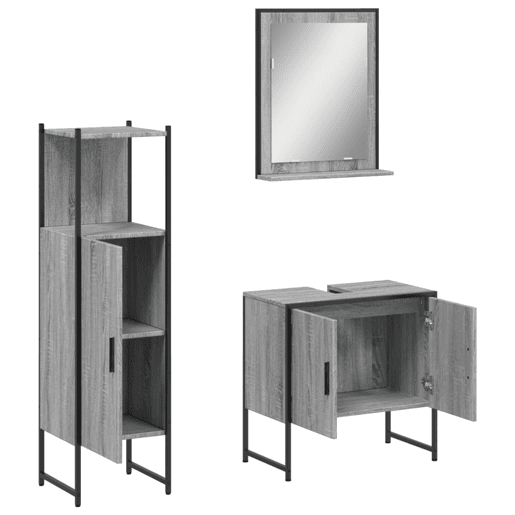 vidaXL 3 pcs conjunto móveis WC derivados de madeira cinzento sonoma vidaXL 3 pcs conjunto móveis WC derivados de madeira cinzento sonoma