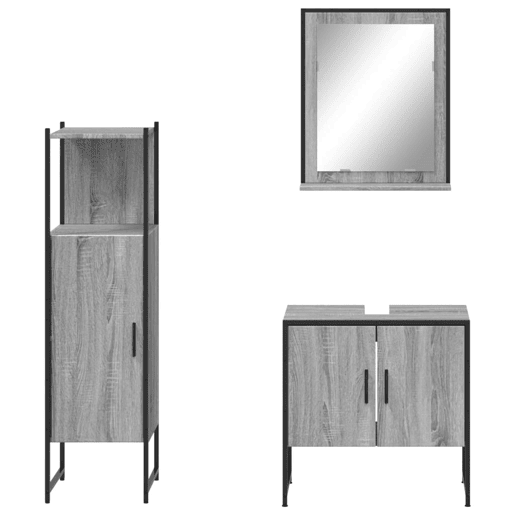 vidaXL 3 pcs conjunto móveis WC derivados de madeira cinzento sonoma vidaXL 3 pcs conjunto móveis WC derivados de madeira cinzento sonoma