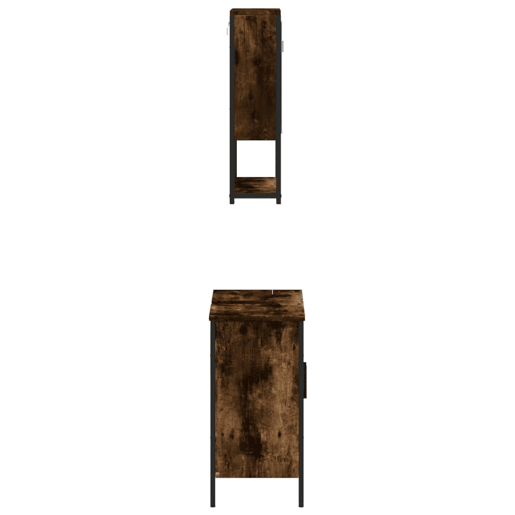 vidaXL 2 pcs conj. móveis casa de banho derivados madeira cor fumado