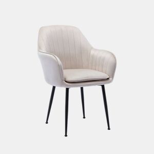 Cadeirão de veludo com pernas de metal, Shella veludo, Branco sujo, 57x59x84.5 cm