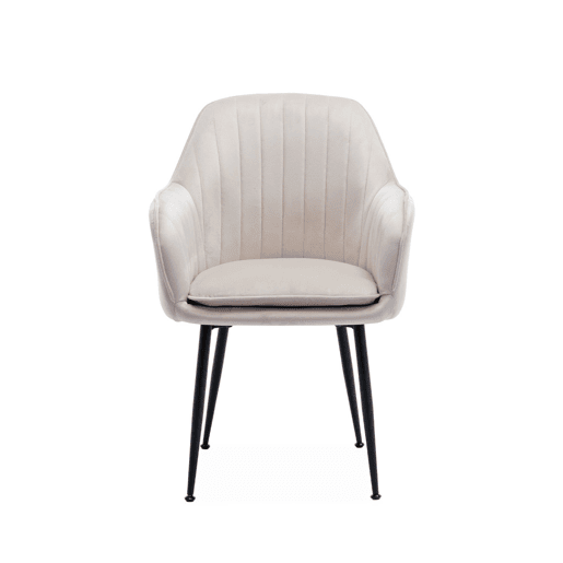 Cadeirão de veludo com pernas de metal, Shella veludo, Branco sujo, 57x59x84.5 cm