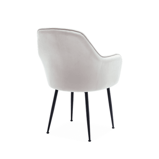 Cadeirão de veludo com pernas de metal, Shella veludo, Branco sujo, 57x59x84.5 cm