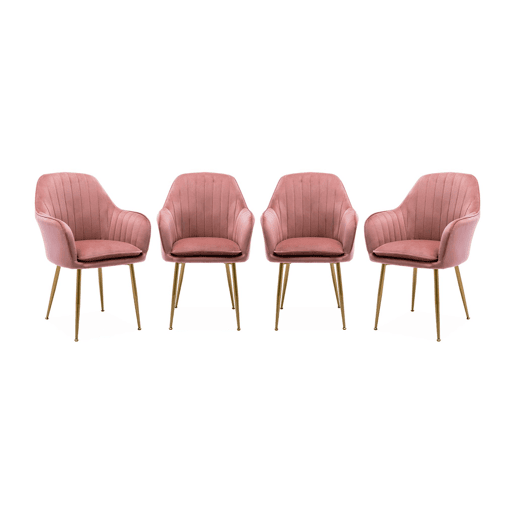 Cadeirão de veludo com pernas de metal, set de 4, Shella, Portogallo, 57x59x84.5 cm