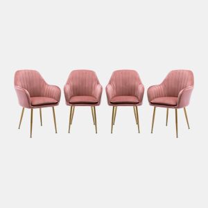 Cadeirão de veludo com pernas de metal, set de 4, Shella, Portogallo, 57x59x84.5 cm