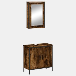 vidaXL 2 pcs conj. móveis casa de banho derivados madeira cor fumado