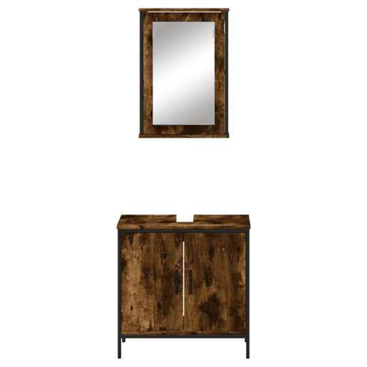vidaXL 2 pcs conj. móveis casa de banho derivados madeira cor fumado