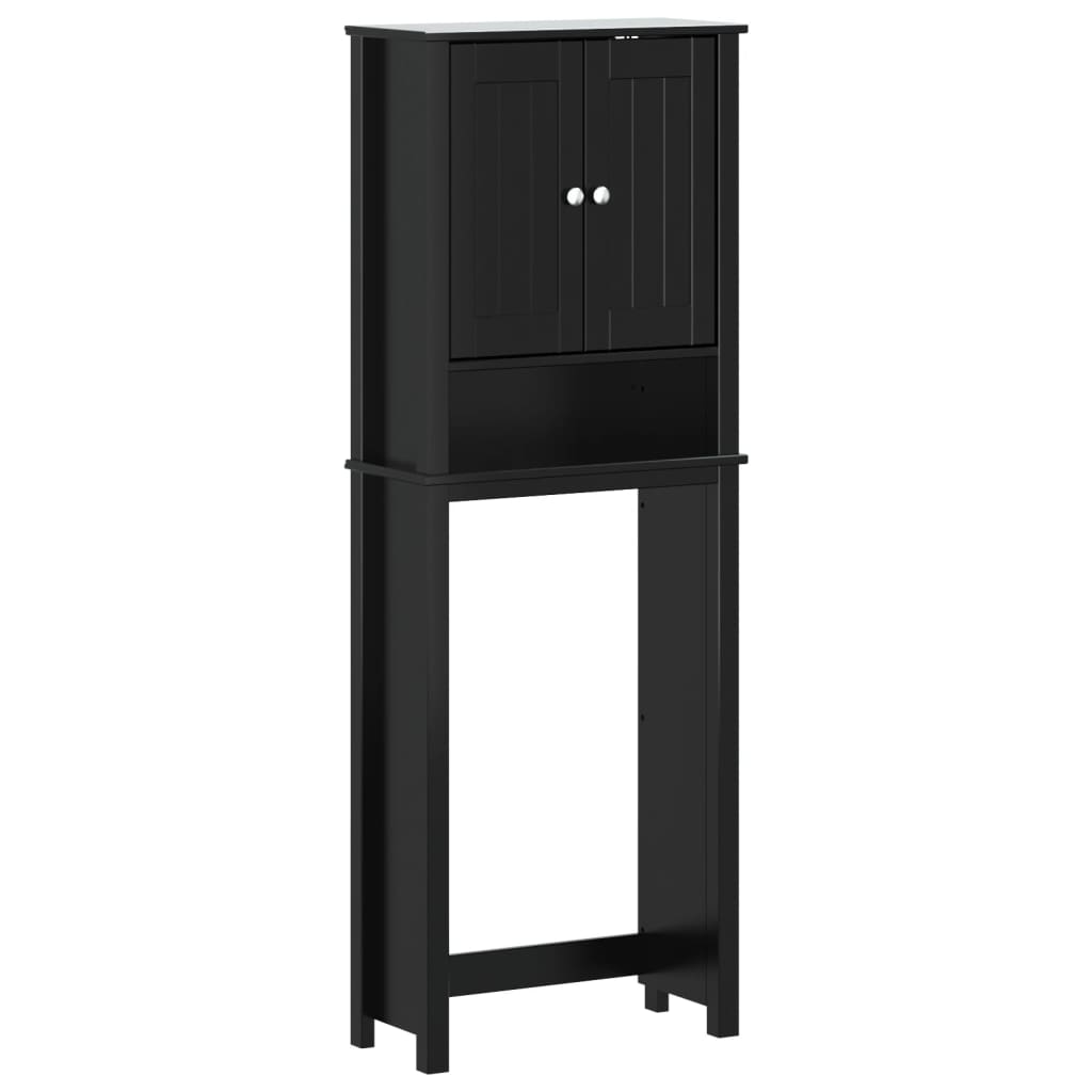 Vidaxl mueble para inodoro berg madera maciza negro 60x27x164,5 cm