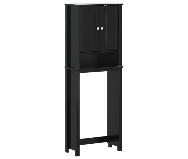 Vidaxl mueble para inodoro berg madera maciza negro 60x27x164,5 cm