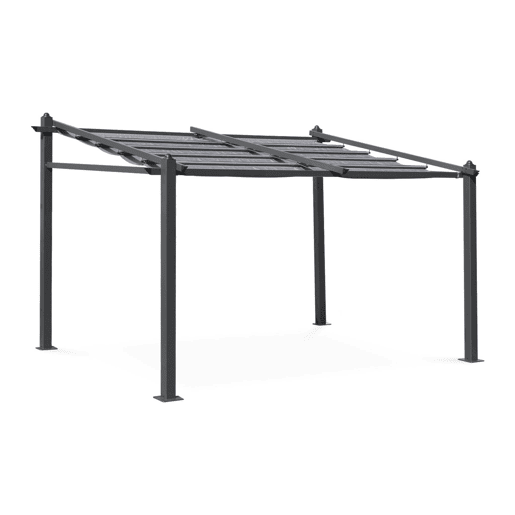 3x4m pérgola de alumínio de com cobertura deslizante, Murum, Cinza, 355x290x251 cm