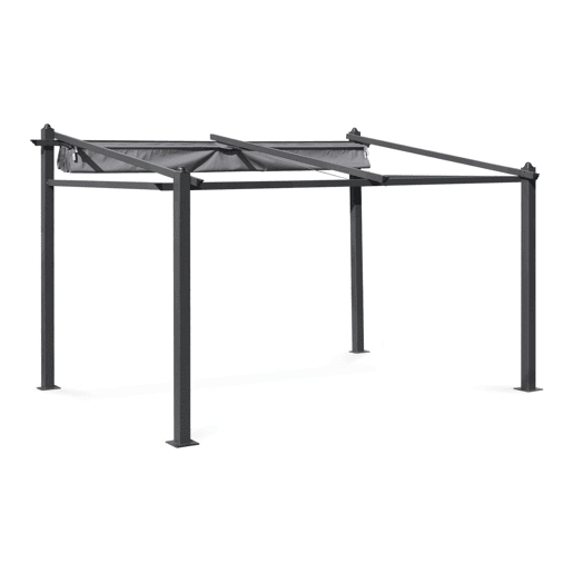 3x4m pérgola de alumínio de com cobertura deslizante, Murum, Cinza, 355x290x251 cm