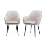 Cadeirãos de veludo com pernas de metal, set de 2, Shella veludo, Branco, 57x59x84.5 cm