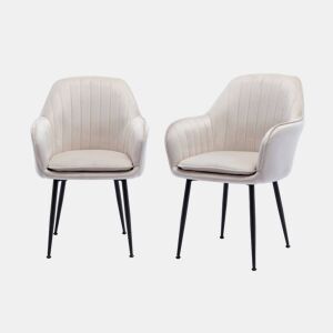Cadeirãos de veludo com pernas de metal, set de 2, Shella veludo, Branco, 57x59x84.5 cm
