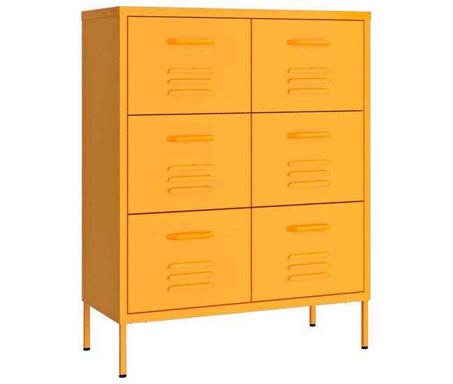 Vidaxl armario almacenamiento acero amarillo mostaza 80x35x101,5 cm