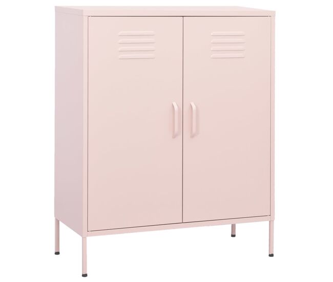 Vidaxl armario de almacenamiento acero rosa 80x35x101,5 cm