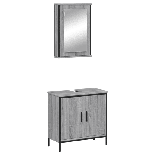 vidaXL 2 pcs conjunto móveis WC derivados de madeira sonoma cinza vidaXL 2 pcs conjunto móveis WC derivados de madeira sonoma cinza