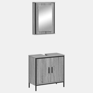 vidaXL 2 pcs conjunto móveis WC derivados de madeira sonoma cinza