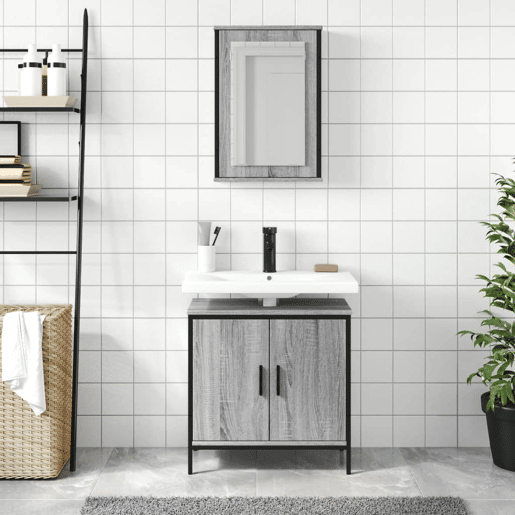 vidaXL 2 pcs conjunto móveis WC derivados de madeira sonoma cinza vidaXL 2 pcs conjunto móveis WC derivados de madeira sonoma cinza