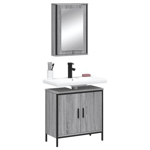 vidaXL 2 pcs conjunto móveis WC derivados de madeira sonoma cinza vidaXL 2 pcs conjunto móveis WC derivados de madeira sonoma cinza