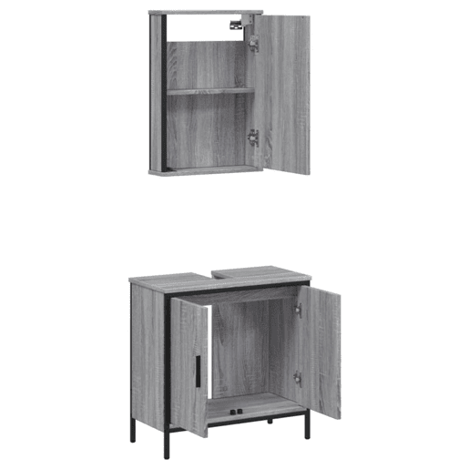 vidaXL 2 pcs conjunto móveis WC derivados de madeira sonoma cinza vidaXL 2 pcs conjunto móveis WC derivados de madeira sonoma cinza