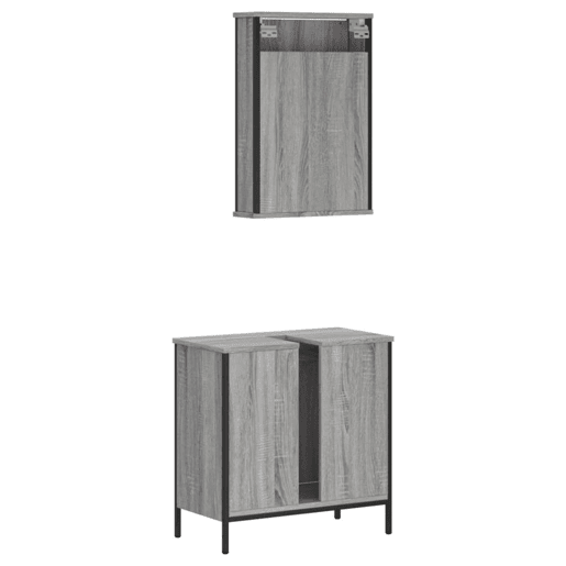 vidaXL 2 pcs conjunto móveis WC derivados de madeira sonoma cinza vidaXL 2 pcs conjunto móveis WC derivados de madeira sonoma cinza