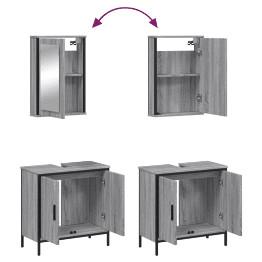 vidaXL 2 pcs conjunto móveis WC derivados de madeira sonoma cinza vidaXL 2 pcs conjunto móveis WC derivados de madeira sonoma cinza