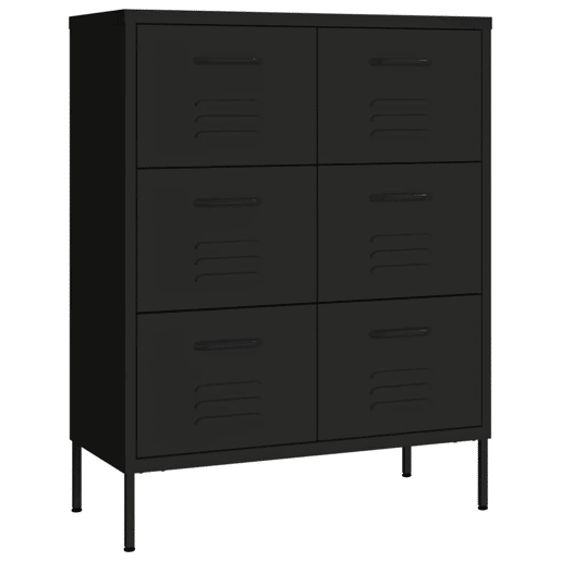 vidaXL Armário com gavetas aço 80x35x101,5 cm preto vidaXL Armário com gavetas aço 80x35x101,5 cm preto