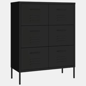 vidaXL Armário com gavetas aço 80x35x101,5 cm preto